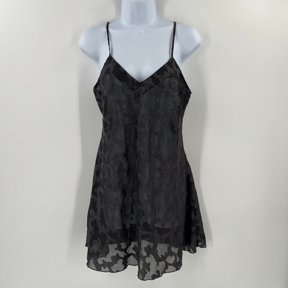 Vintage VS Gold Label M Gray Sheer Babydoll Slip Coquette Balletcore Goth Fairy